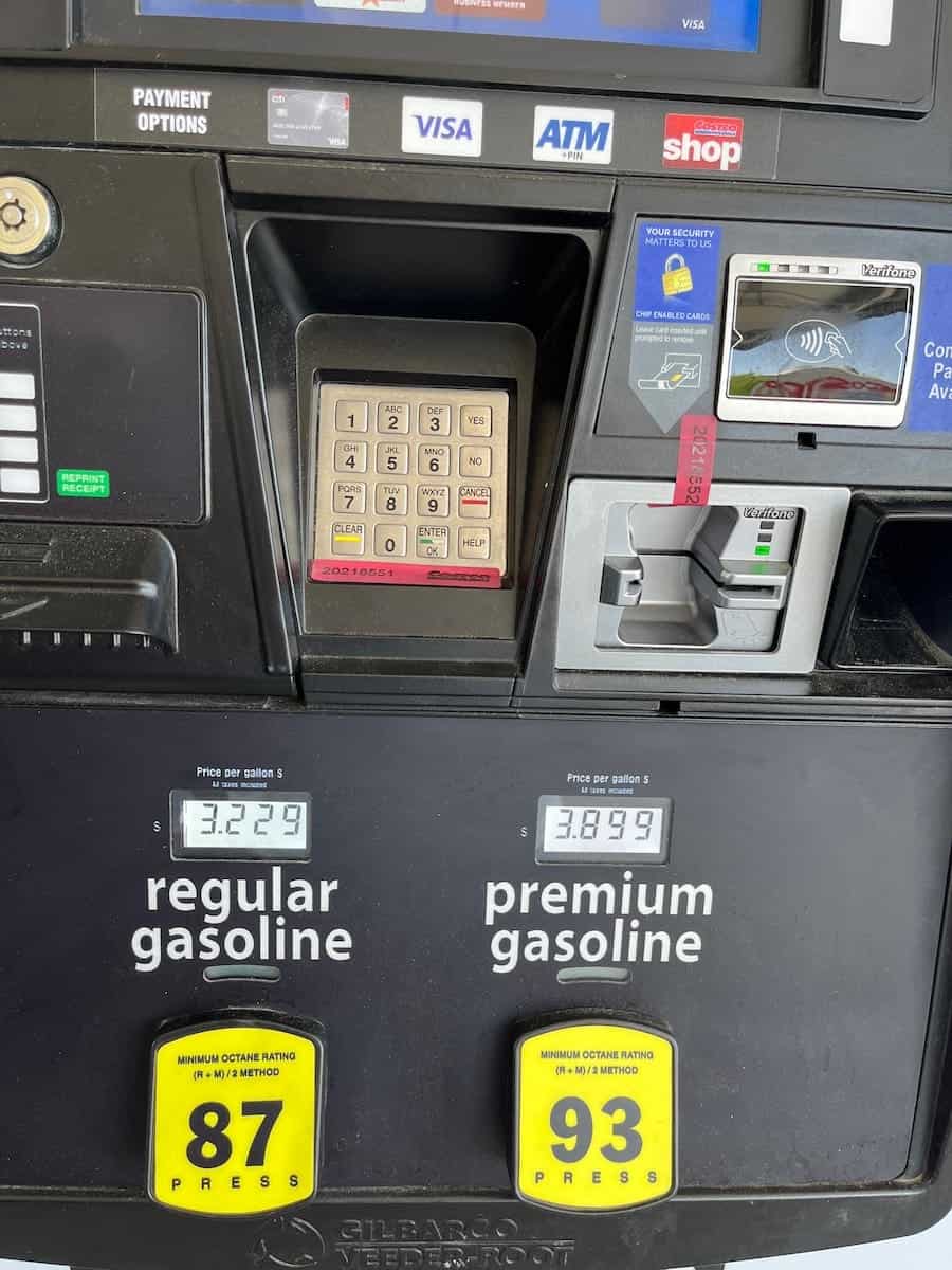 costco gas prices up close on pump